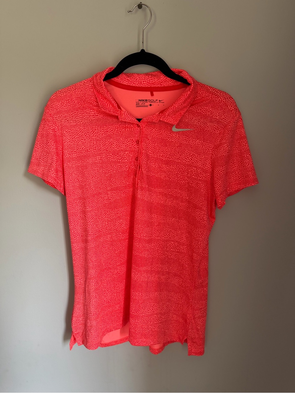 Nike Golf Dri-FIT Precision Print Polo Shirt Hyper Punch Pink Women’s Large